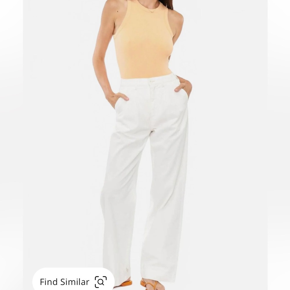 Pistola Ellery High Rise Wide Leg Pants in Alabaster White 26